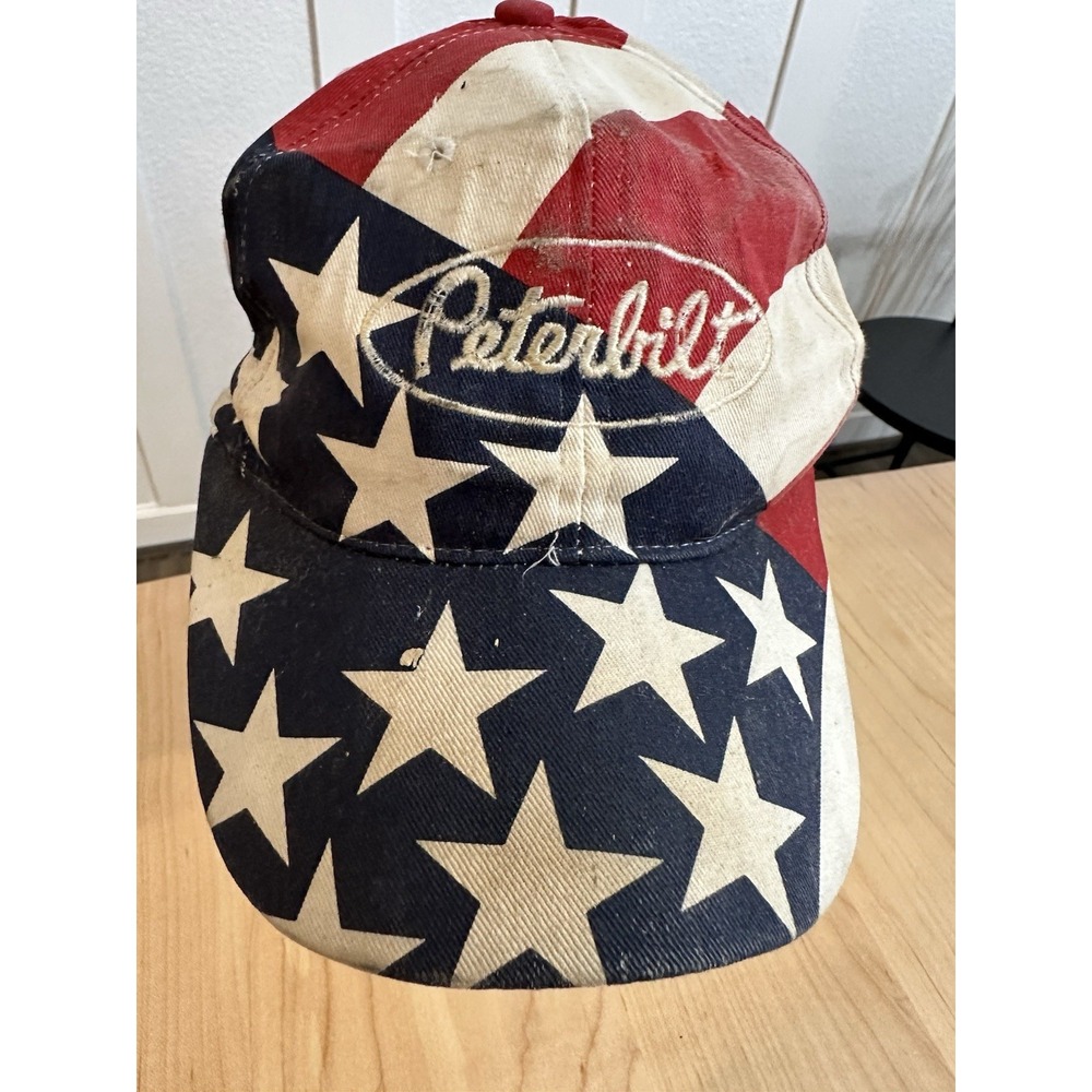 Rare CLEAN Vintage PETERBILT Trucks LOGO USA FLAG Wrapped U.S.A worded-Snapback